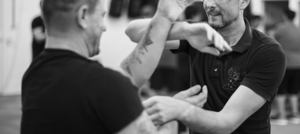 Sifu Alan Bagley practising Chi Sau with an adult student at Wing Chun Halesowen