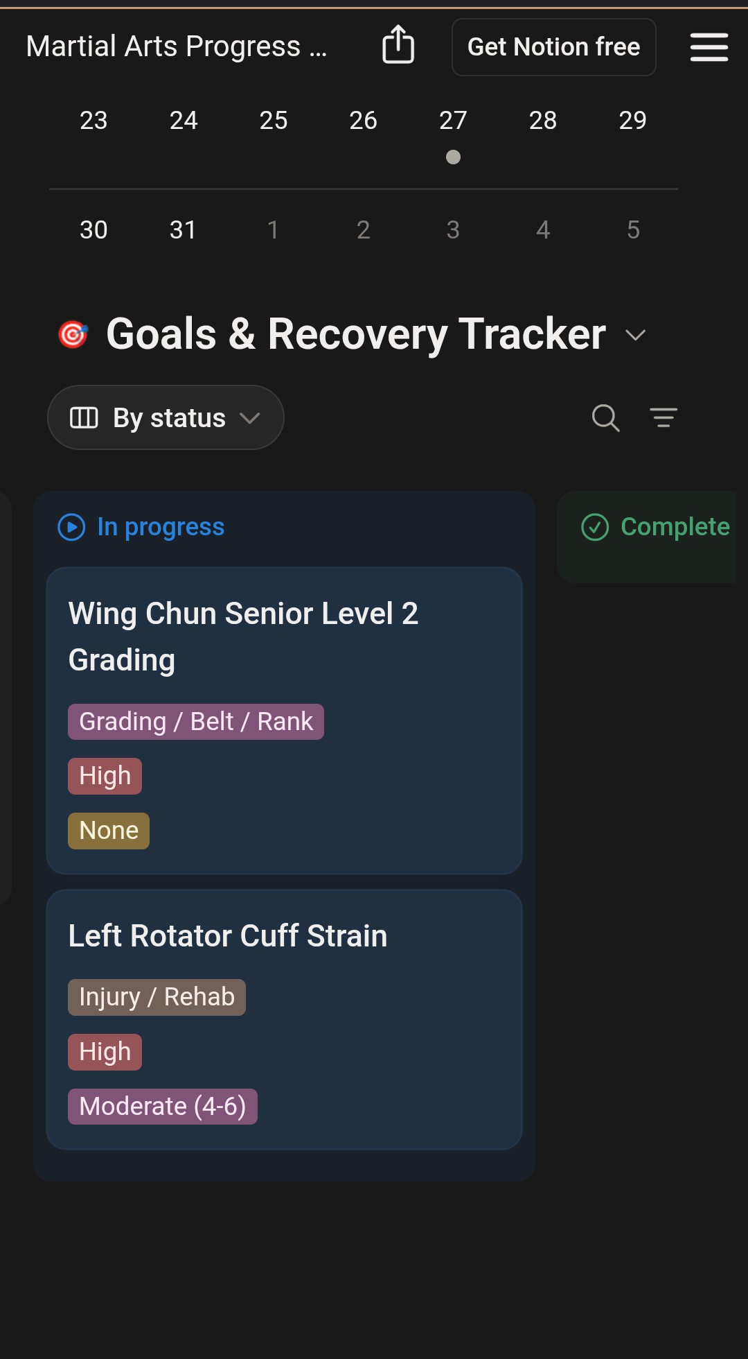 Martial Arts Progress Hub (Notion Template) - Image 3