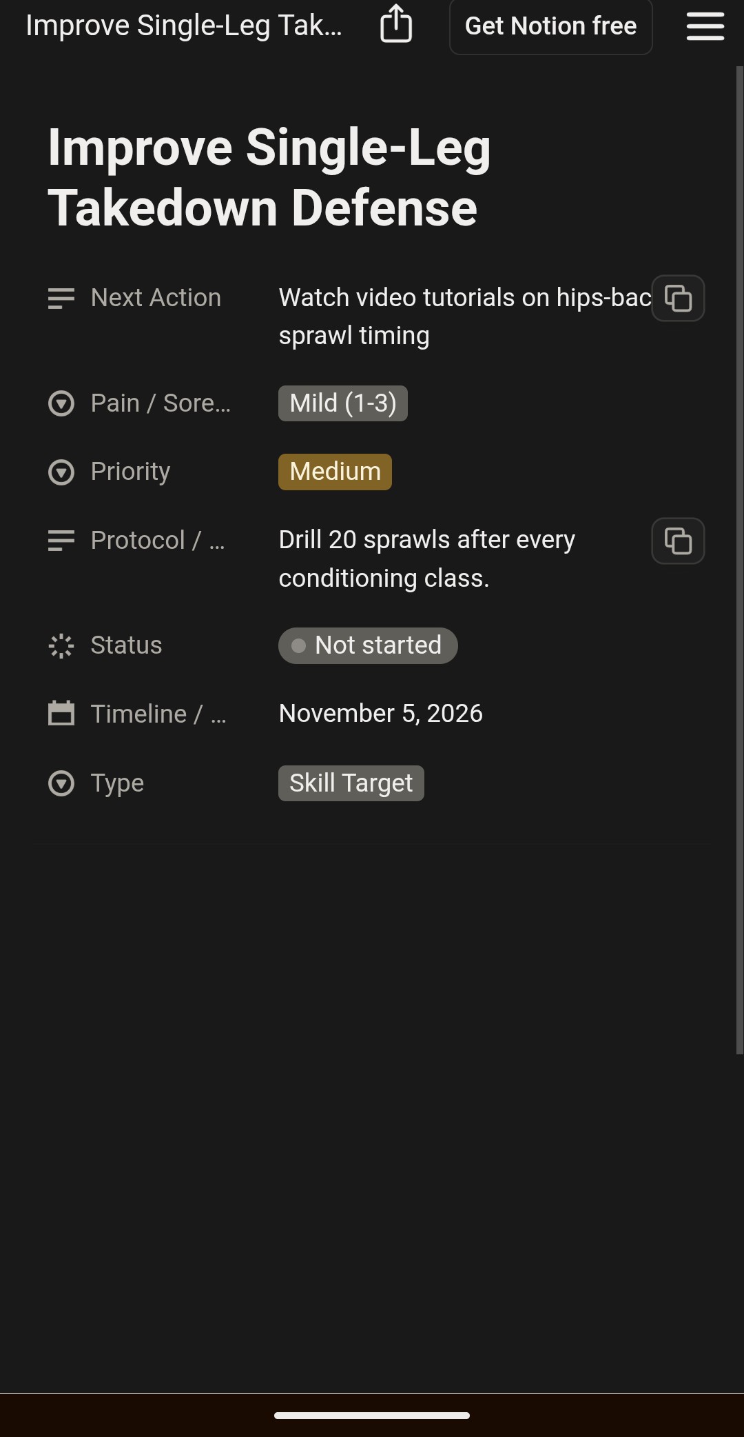 Martial Arts Progress Hub (Notion Template)