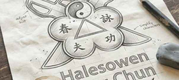 Pencil sketch of the Halesowen Wing Chun logo, the cover image of the Halesowen Wing Chun Digital Academy on Skool