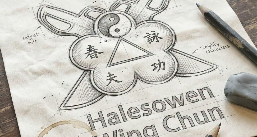 Pencil sketch of the Halesowen Wing Chun logo, the cover image of the Halesowen Wing Chun Digital Academy on Skool