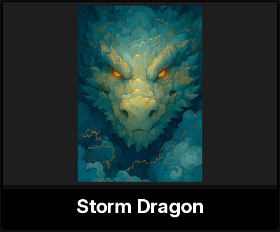 Storm Dragon poster from the Wing Chun Halesowen Etsy shop: teal dragon head with golden lightning